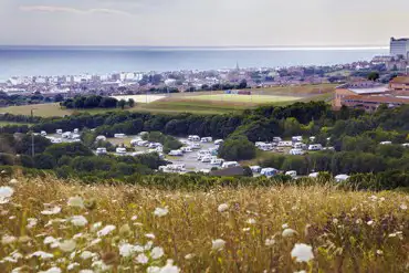 Aerial of the campsite and Brighton