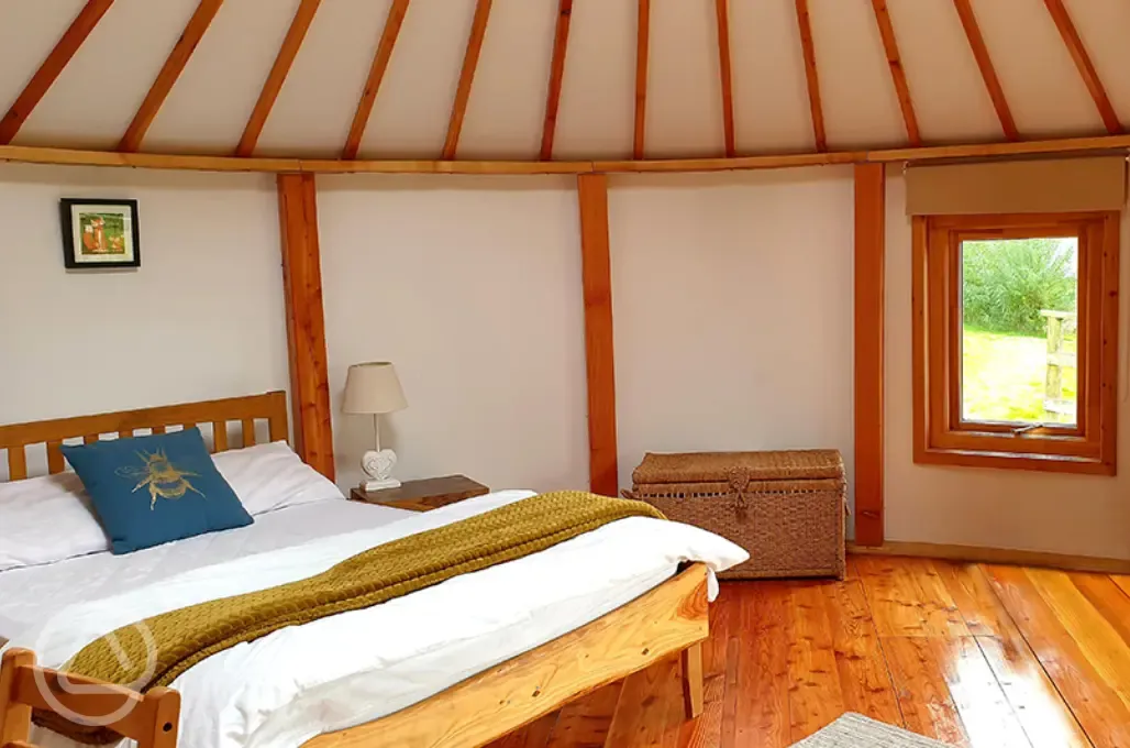 Wooden yurt interior