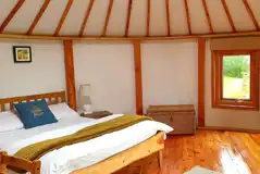 Wooden yurt double bed and furnishings (bedding provided)