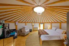 Wooden yurt interior