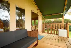 Safari tent outdoor decking area Safari tent outdoor decking area