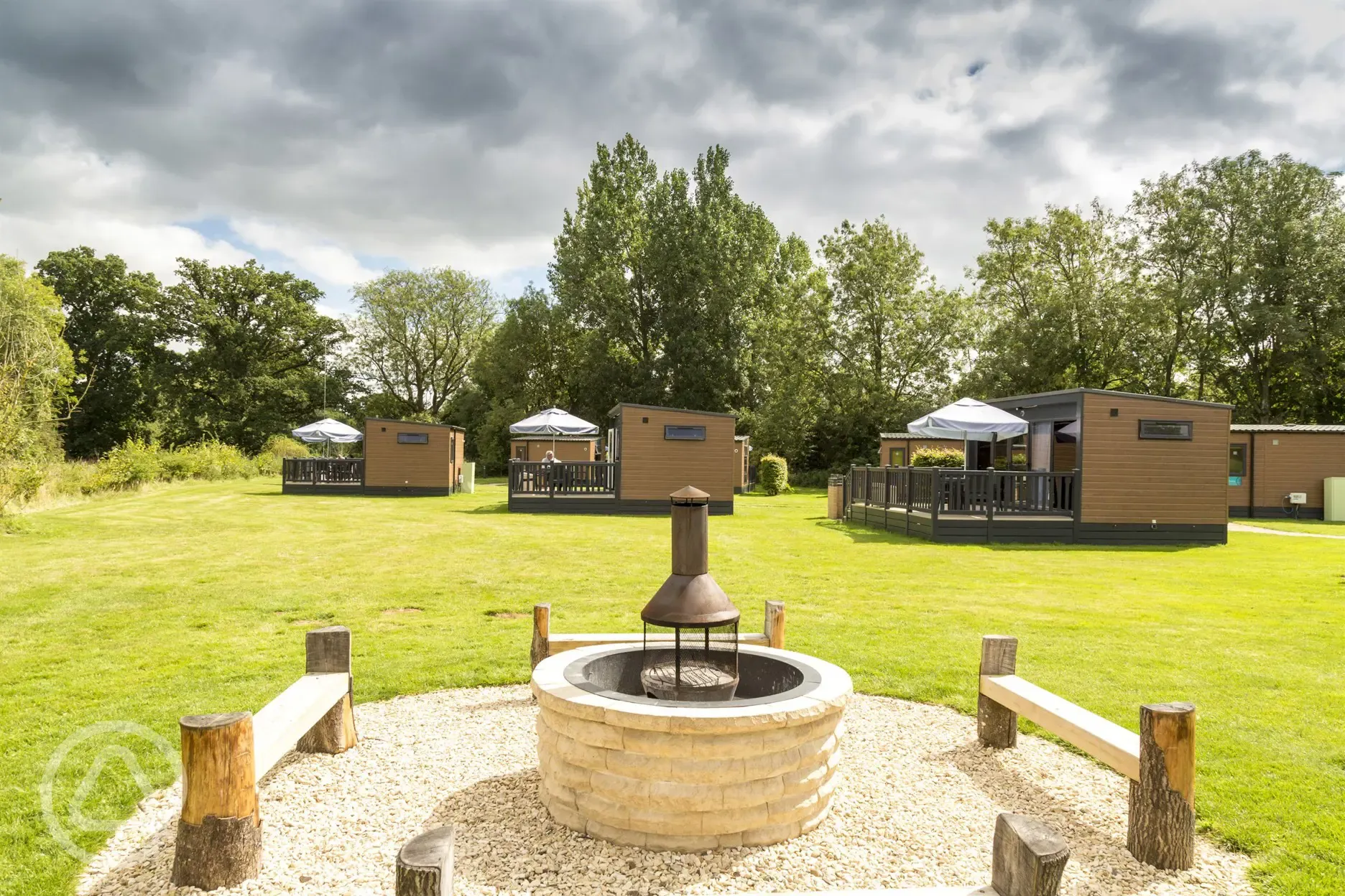 Glamping communal fire pit and social area