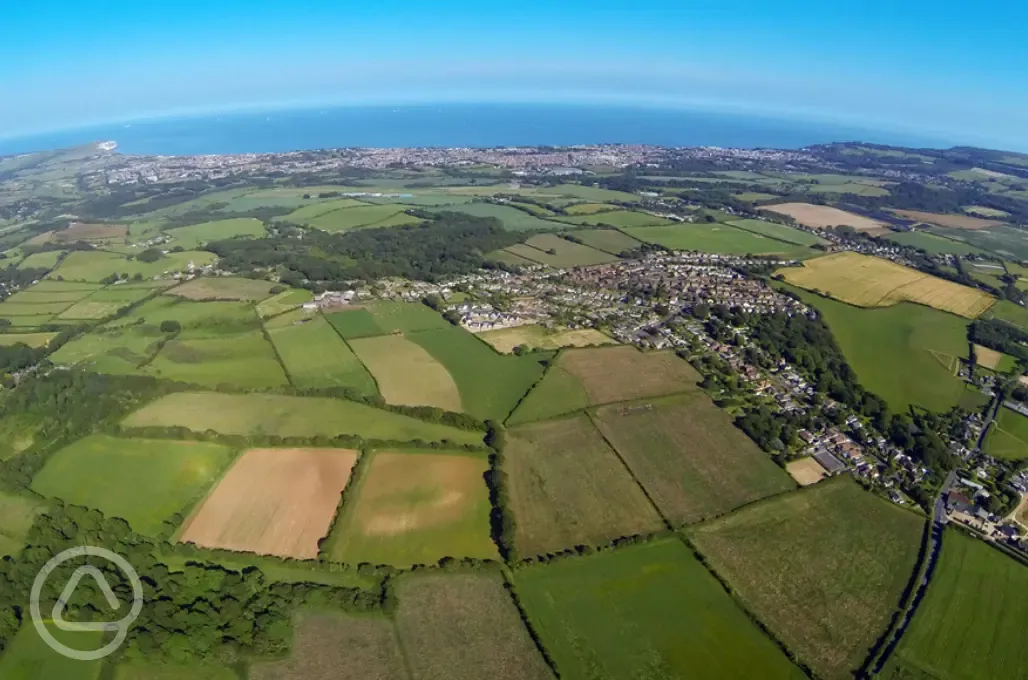 Aerial of the site and surrounding countryside