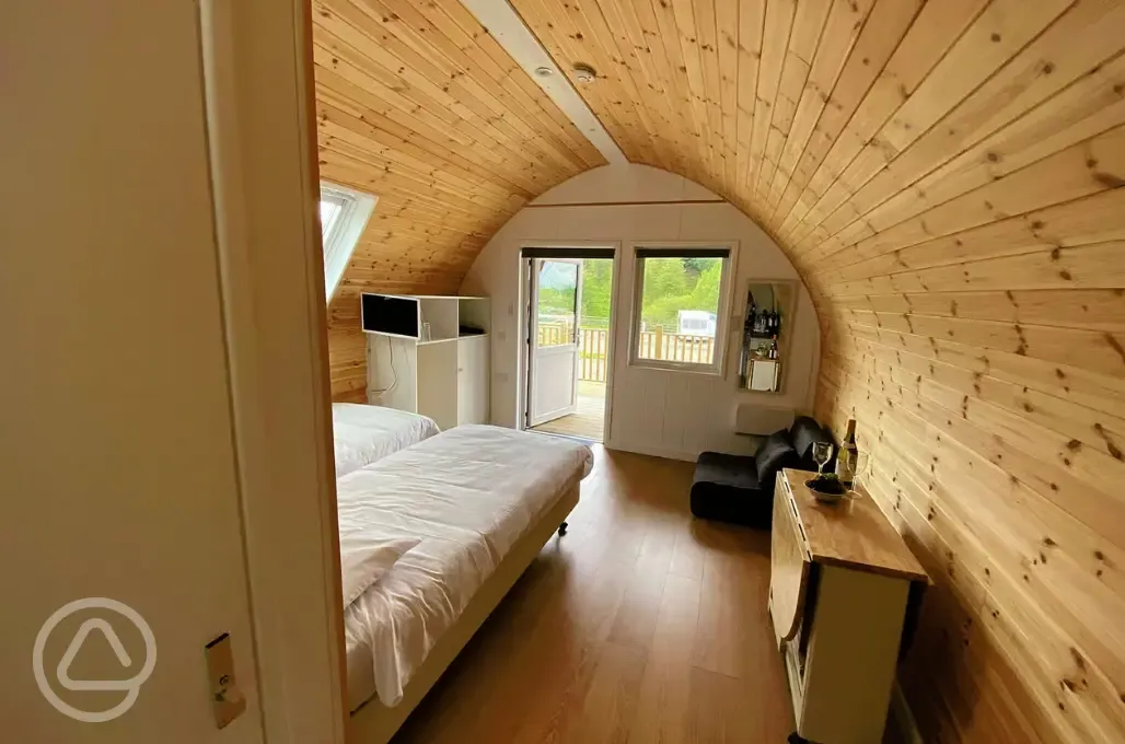 Accessible ensuite glamping pod interior