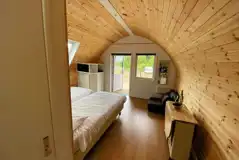Accessible glamping pod with twin beds with orthopaedic mattress Accessible glamping pod with twin beds with orthopaedic mattress