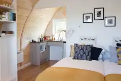 Accessible glamping pod with twin beds with orthopaedic mattress Accessible glamping pod with twin beds with orthopaedic mattress