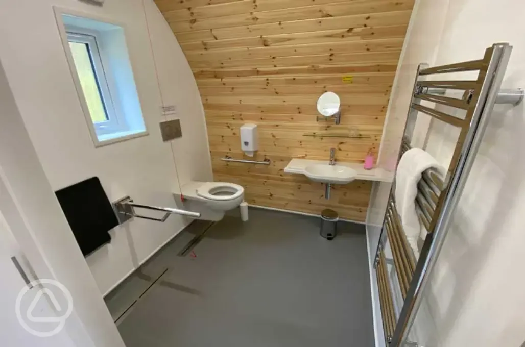 Accessible ensuite glamping pod bathroom