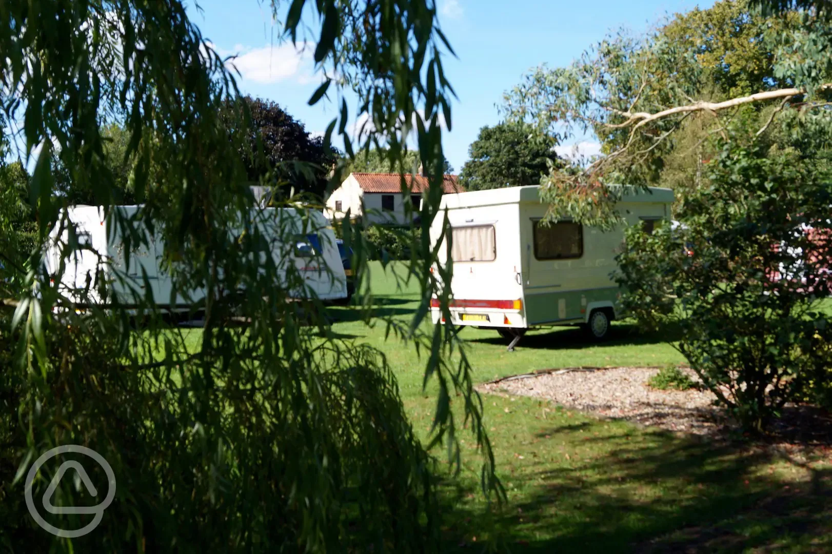 View from behind pond to pitches 1 and 2