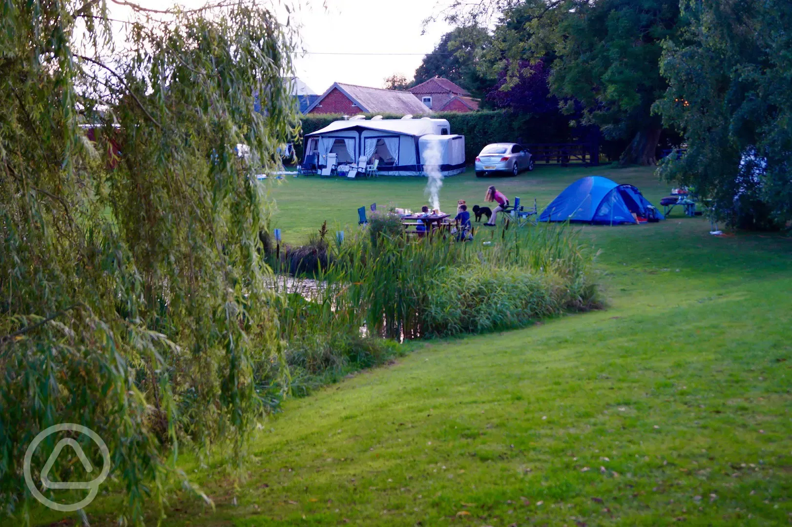 View from behind Pond to Camping Pitch in front of gate