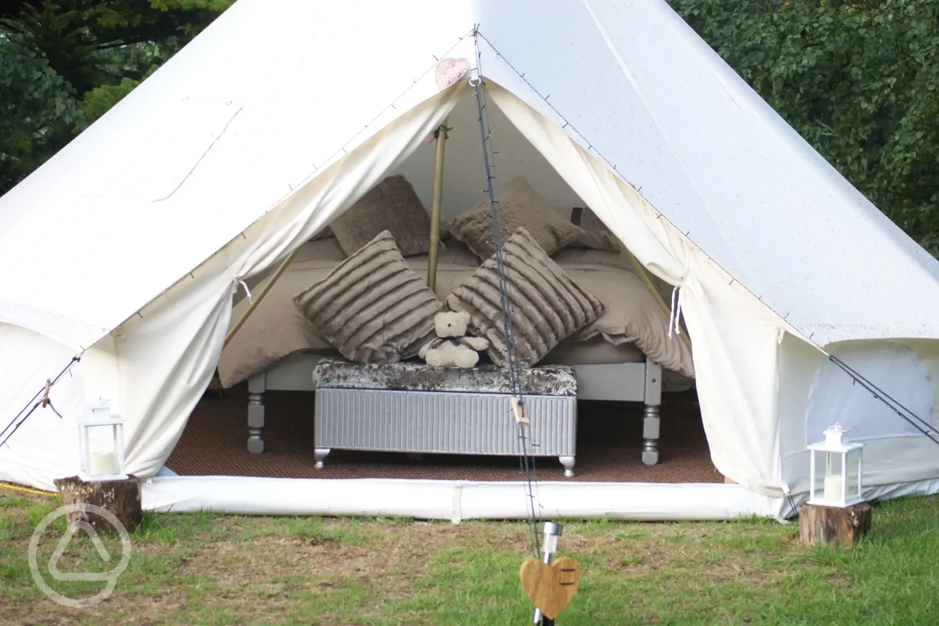 View to our Glamping Tent Pitch 1 from Front Interior view