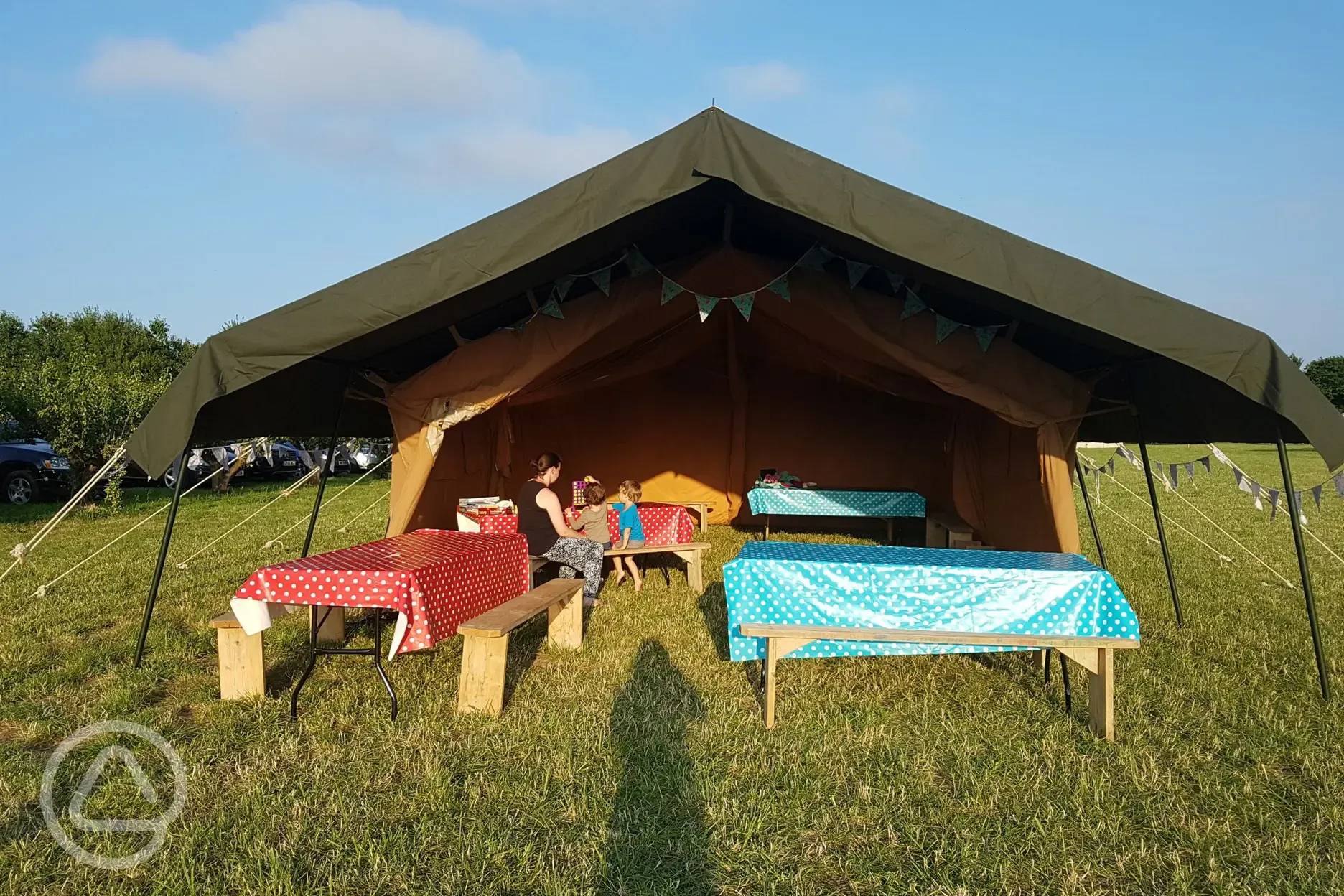 Communal tent with children's activities 