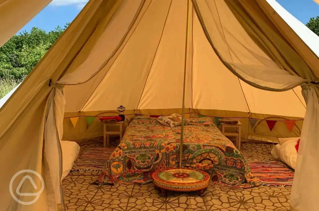 Furnished bell tent interior 