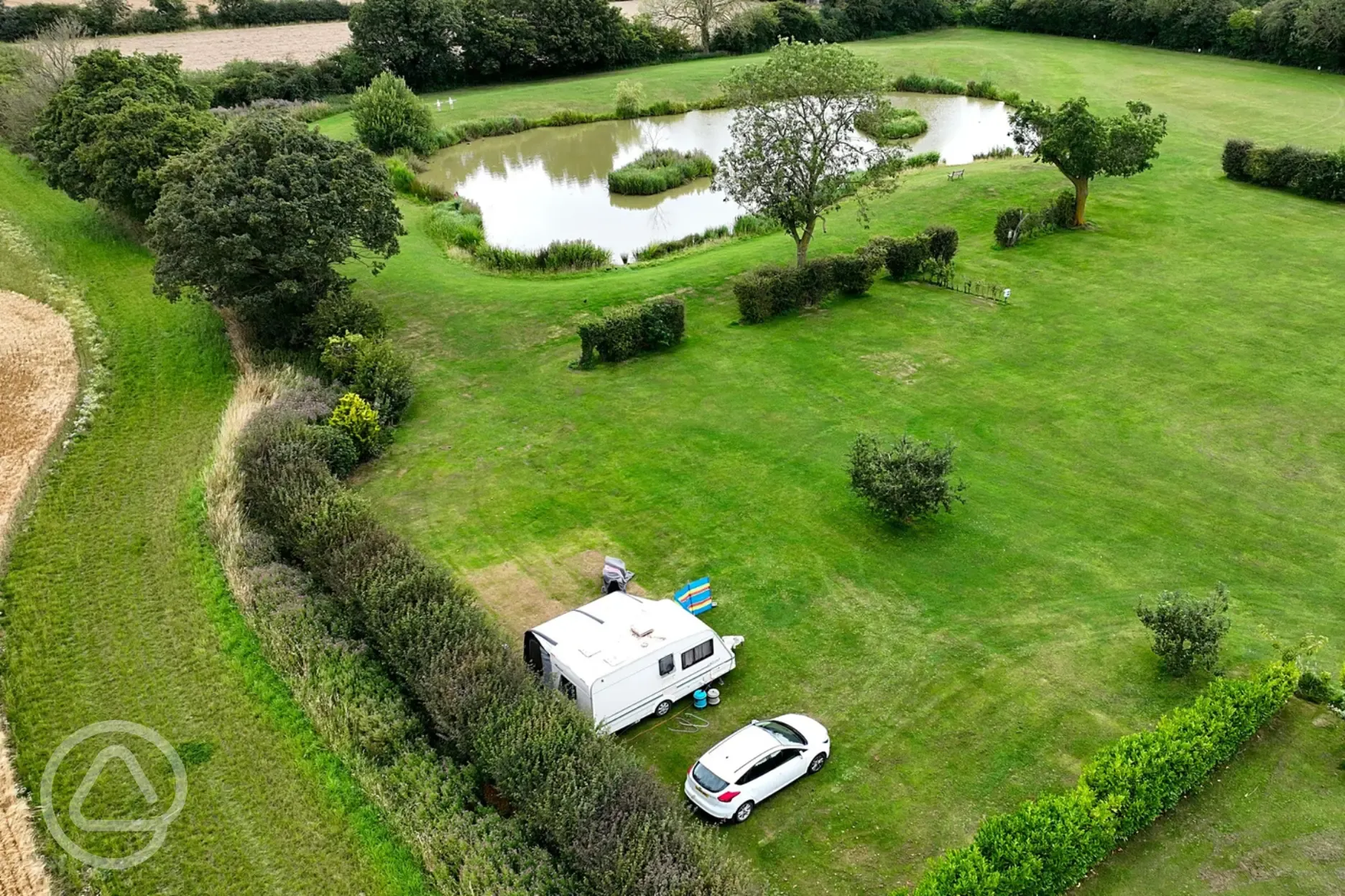 Aerial view of the electric grass touring pitches