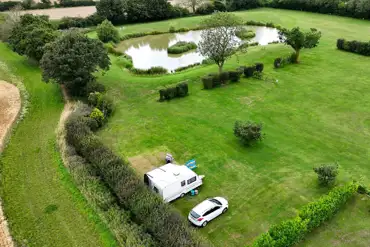 Aerial view of the electric grass touring pitches
