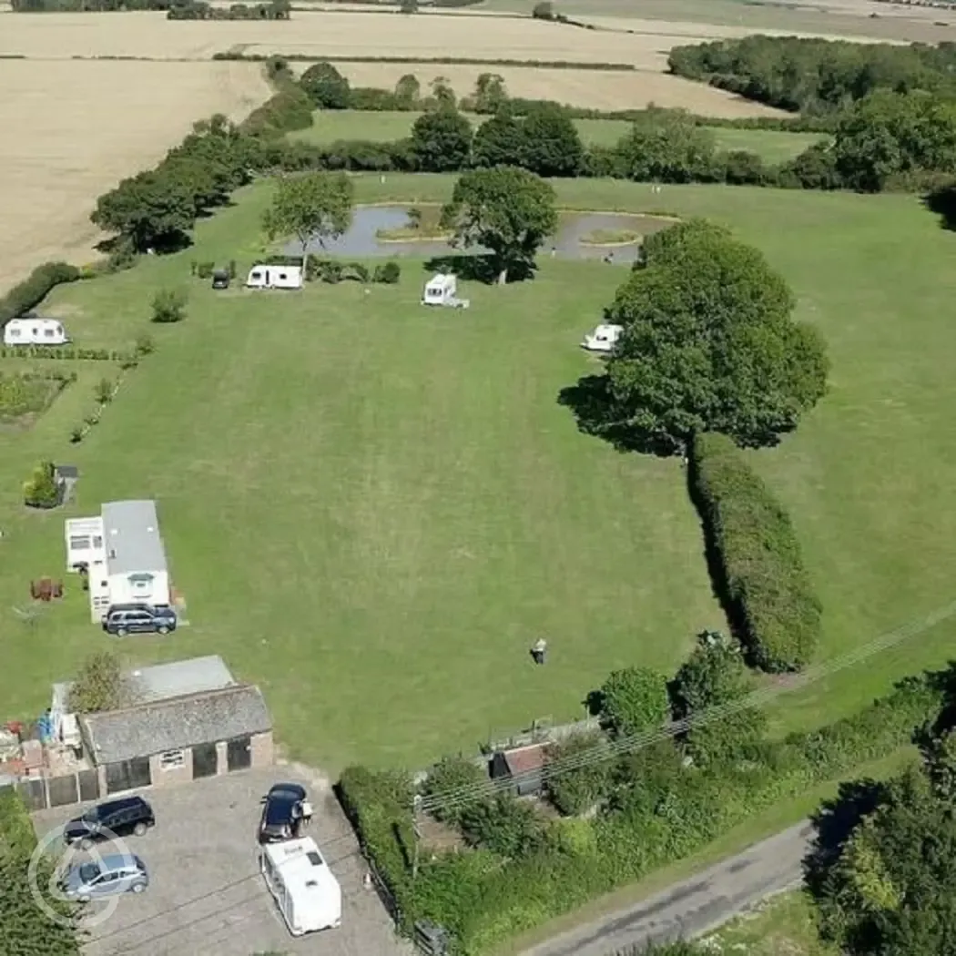 Aerial view of the electric grass touring pitches