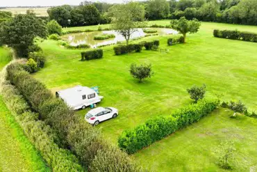 Aerial view of the electric grass touring pitches