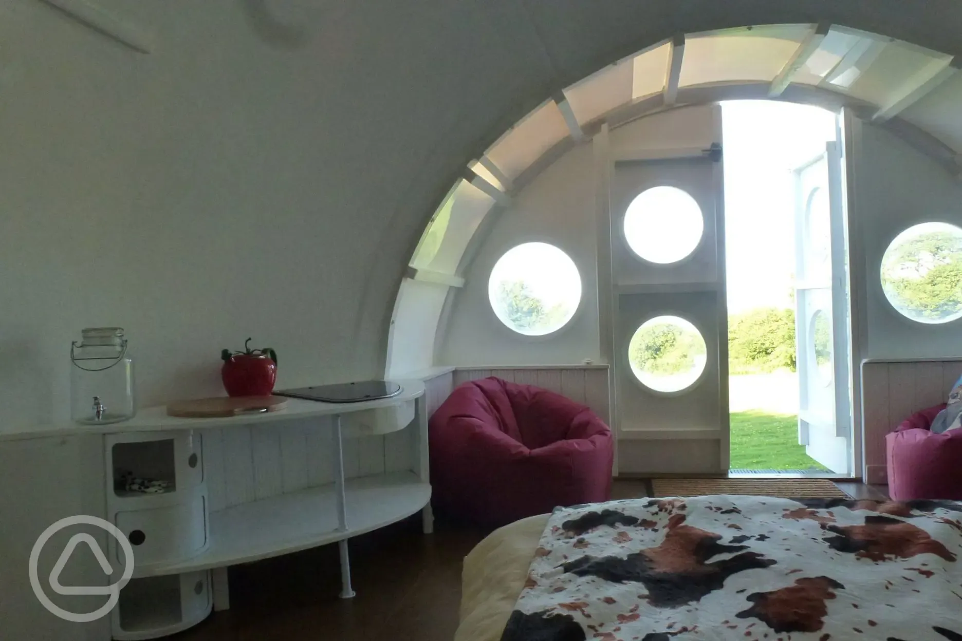 Glamping igloo interior