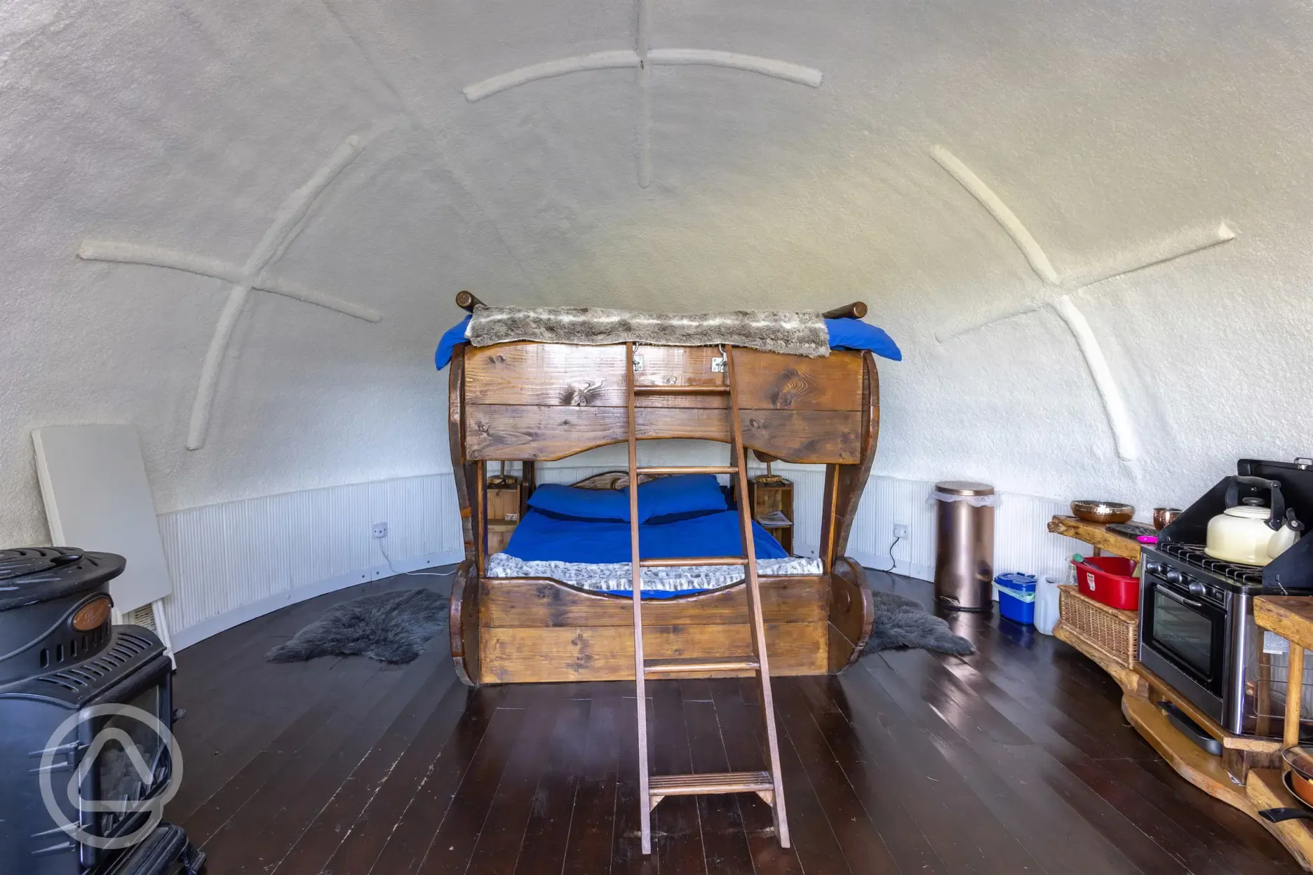 Glamping igloo interior