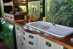 Forest glamp bus kitchen