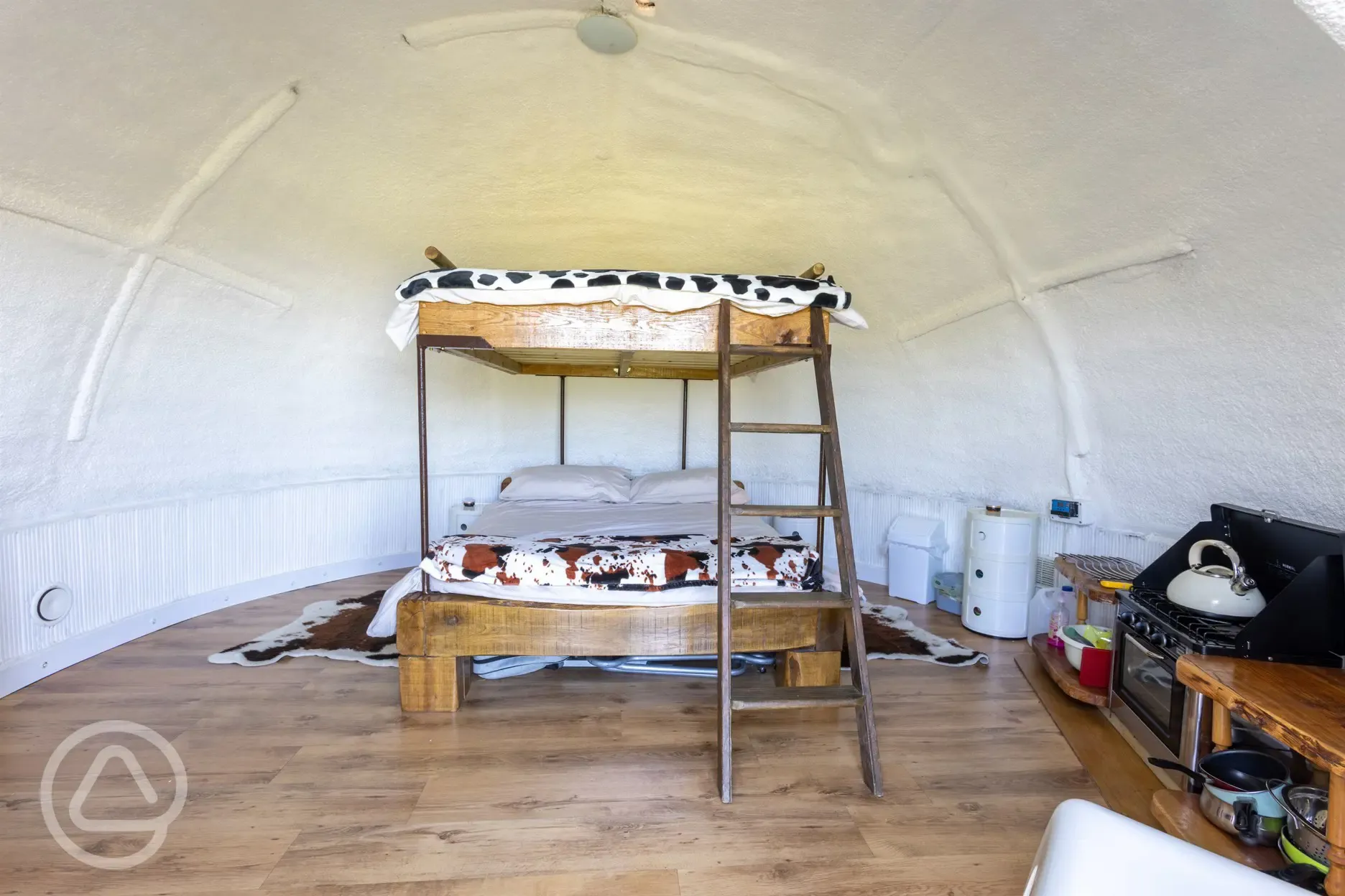 Glamping igloo interior