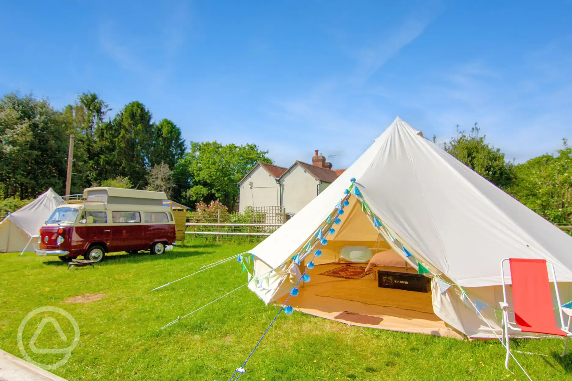 Bell tent sleeping up to six (four adults, two children)