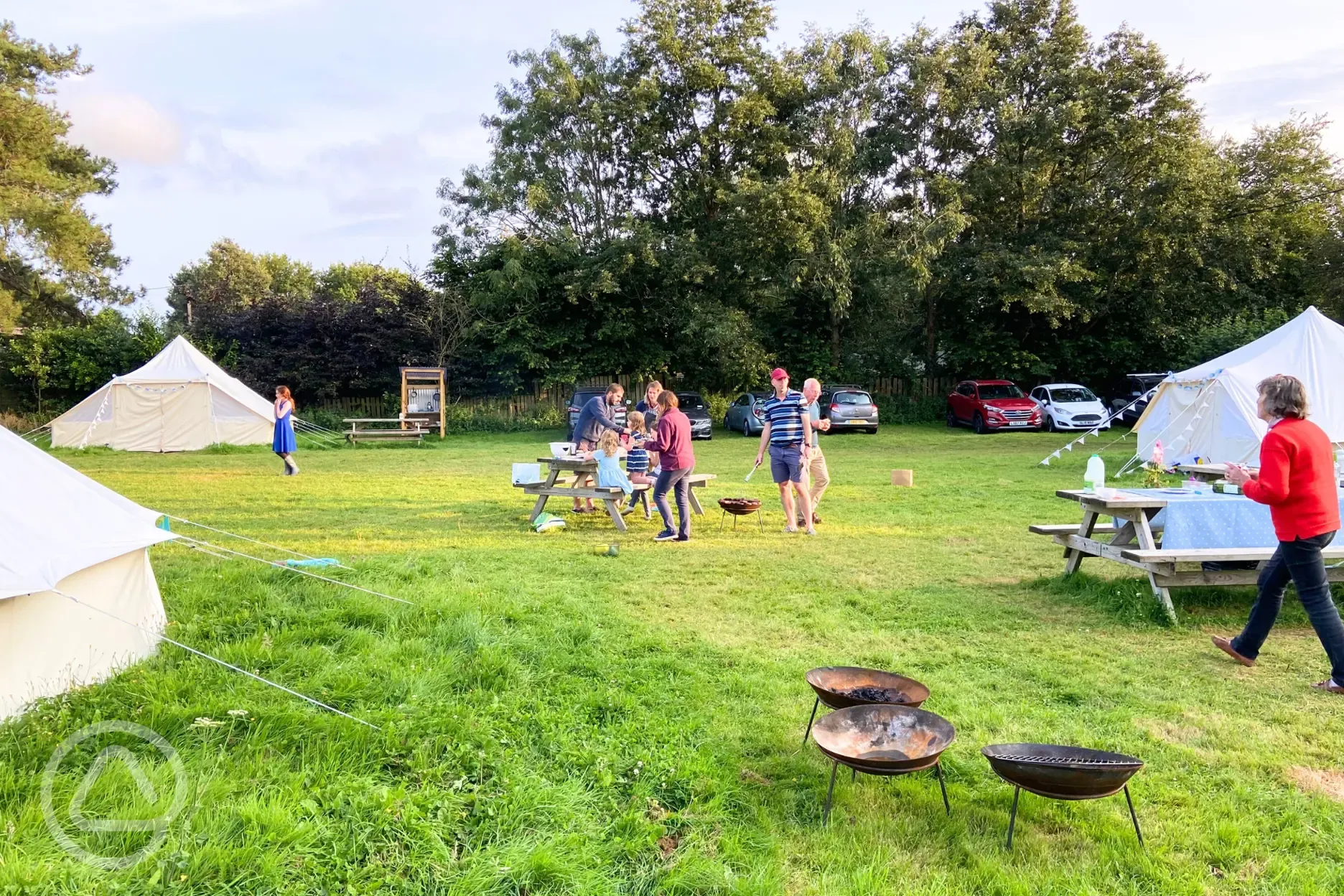 Bell tents with fire pits for hire