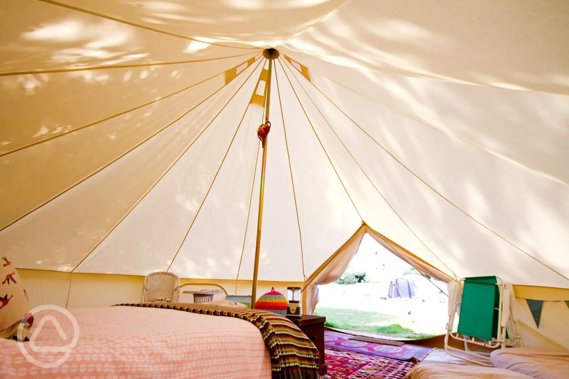 Bell tent furnished interior