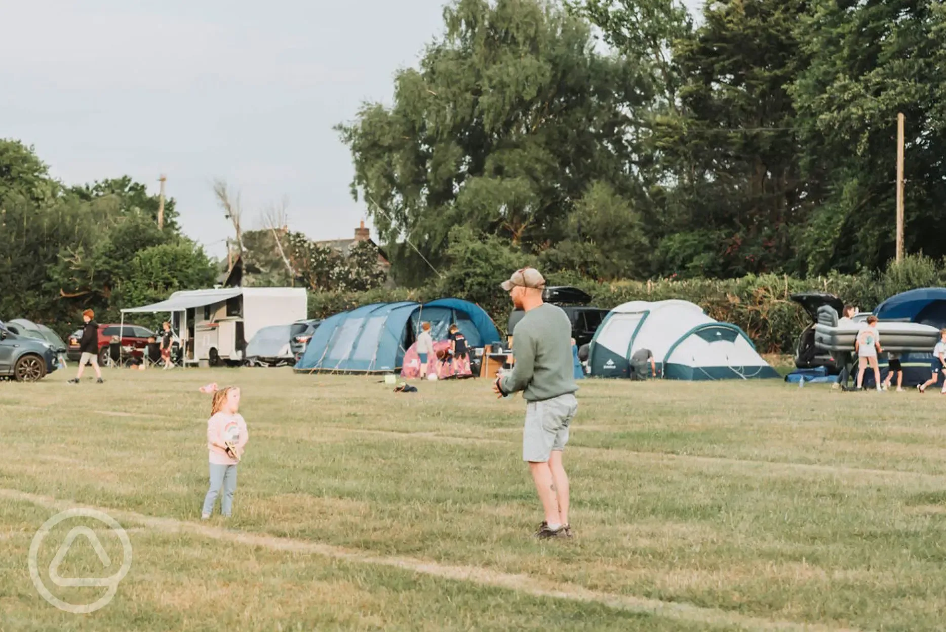 Camping field with room for kids to play
