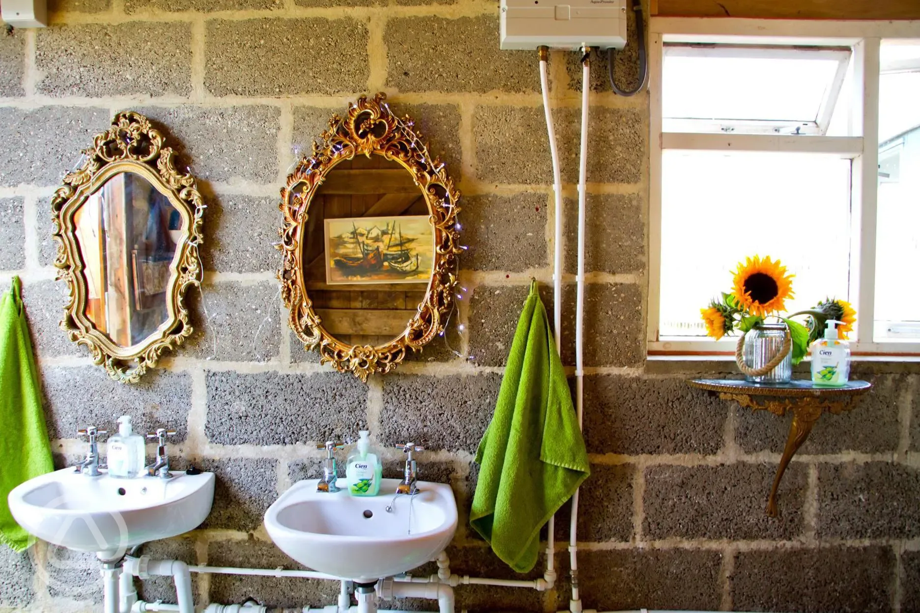 Facilities hand basins and mirrors