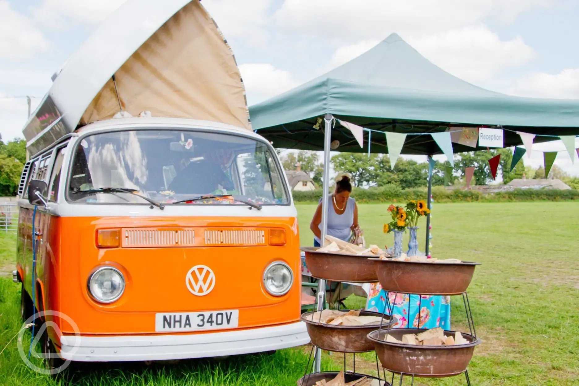 Campervan reception with fire pits for hire