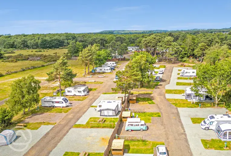 Aerial view of the campsite