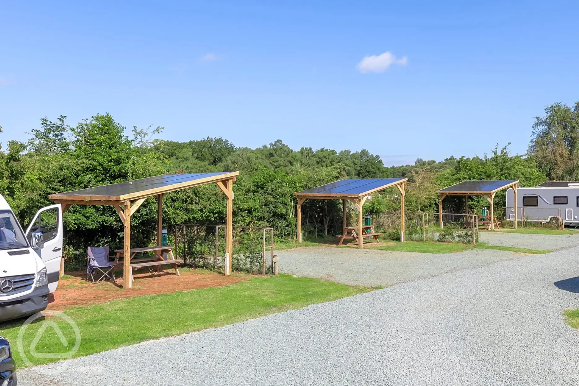 Fully serviced hardstanding pitches (pine views) with picnic hut