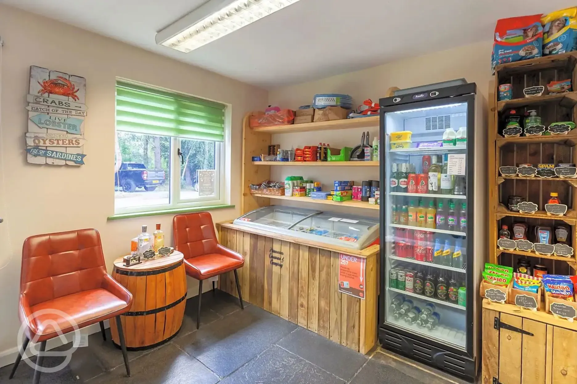 Onsite shop selling campsite essentials, ice cream, drinks and sweets