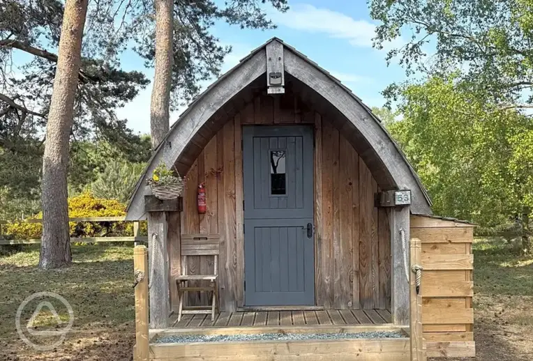 Dog friendly wooden camping pods