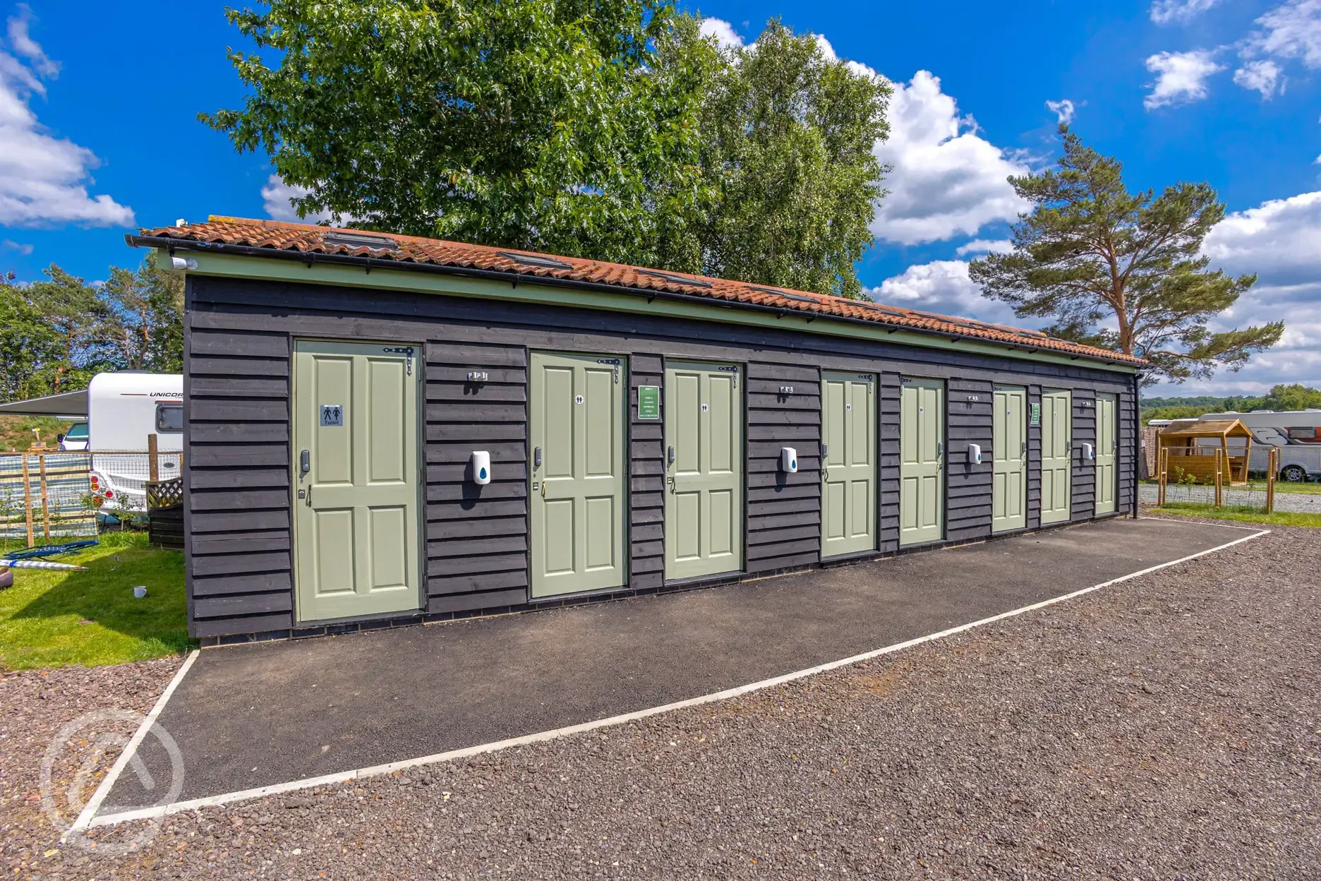 Toilet and shower block