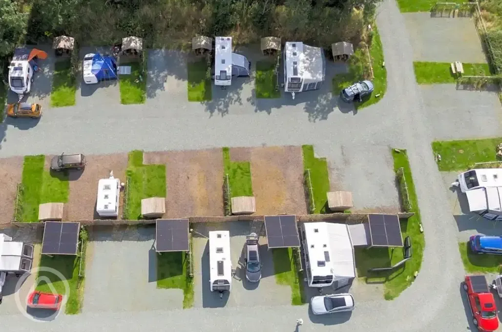 Bird's eye view of the hardstanding pitches
