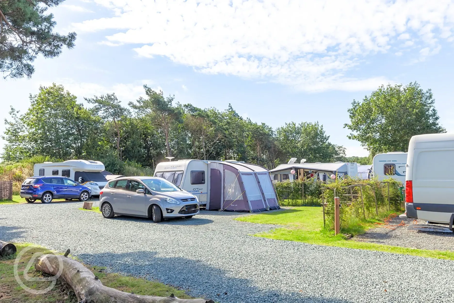 Fully serviced hardstanding pitches with parking along side