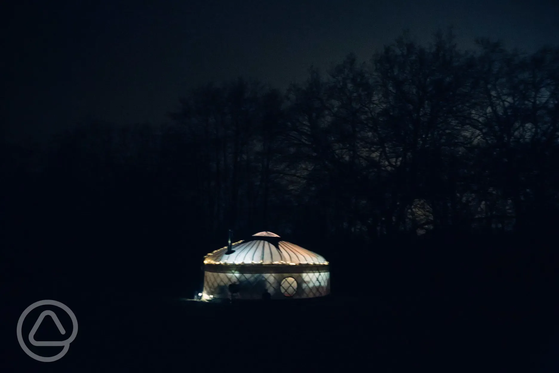 A yurt by night