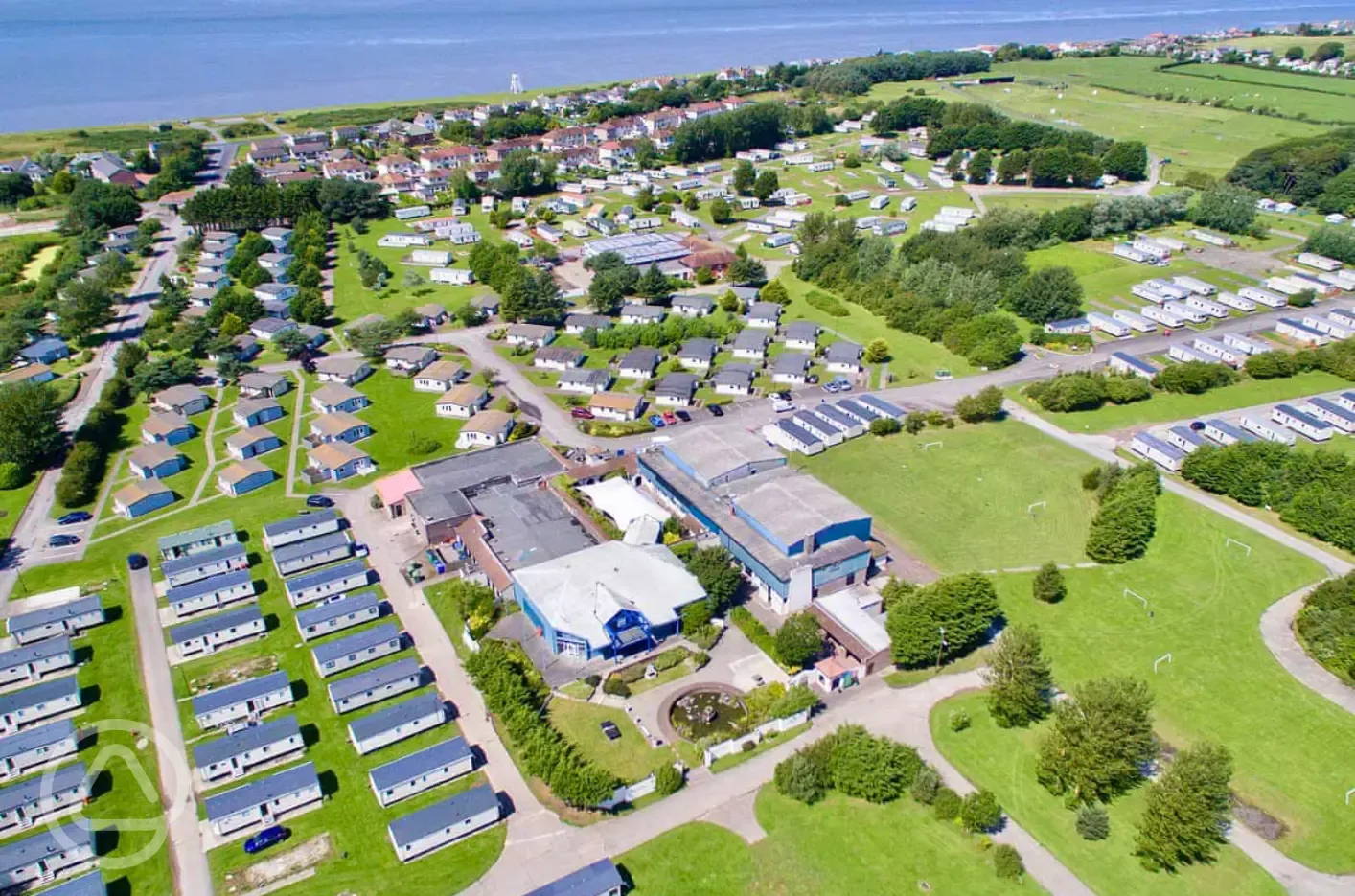 Aerial of the holiday park and coast