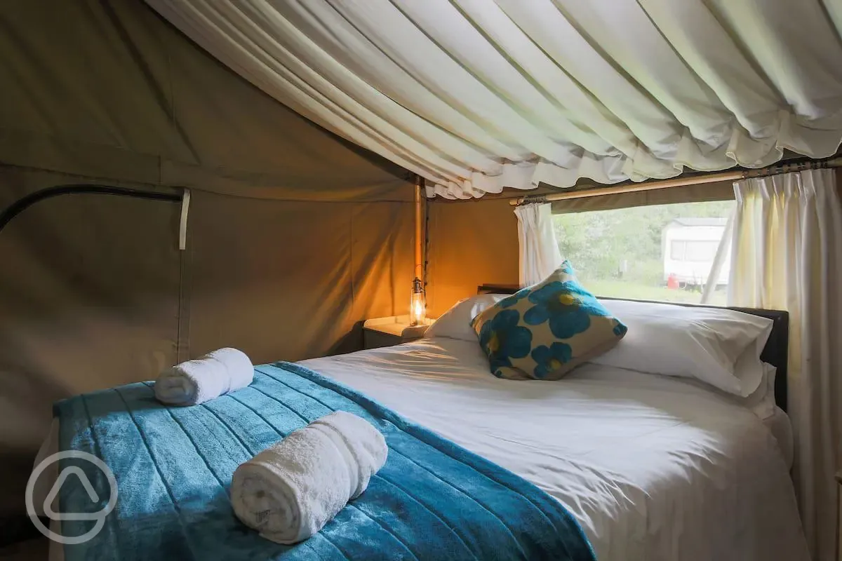Bed in safari tent