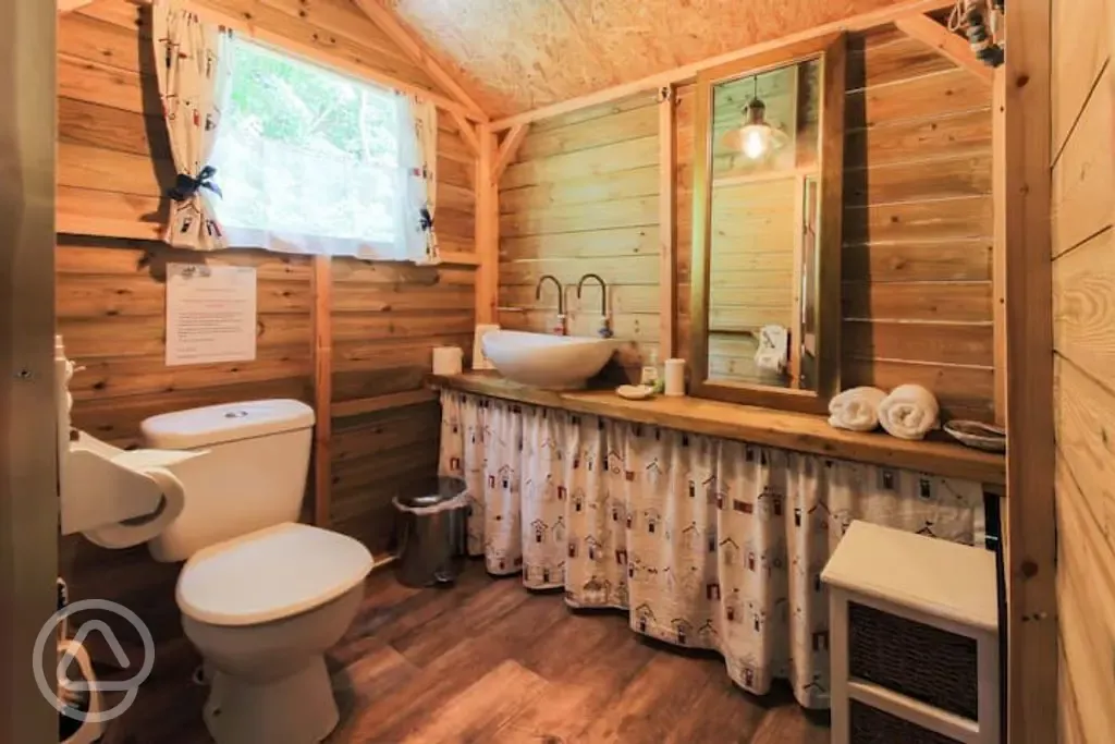 Bathroom in safari tent