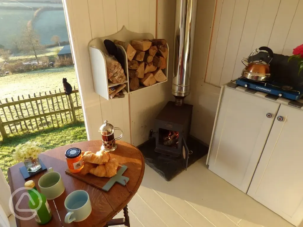 Lamb shepherd's hut interior