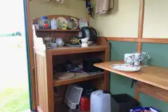 Crockery inside Ryeland shepherd's hut 