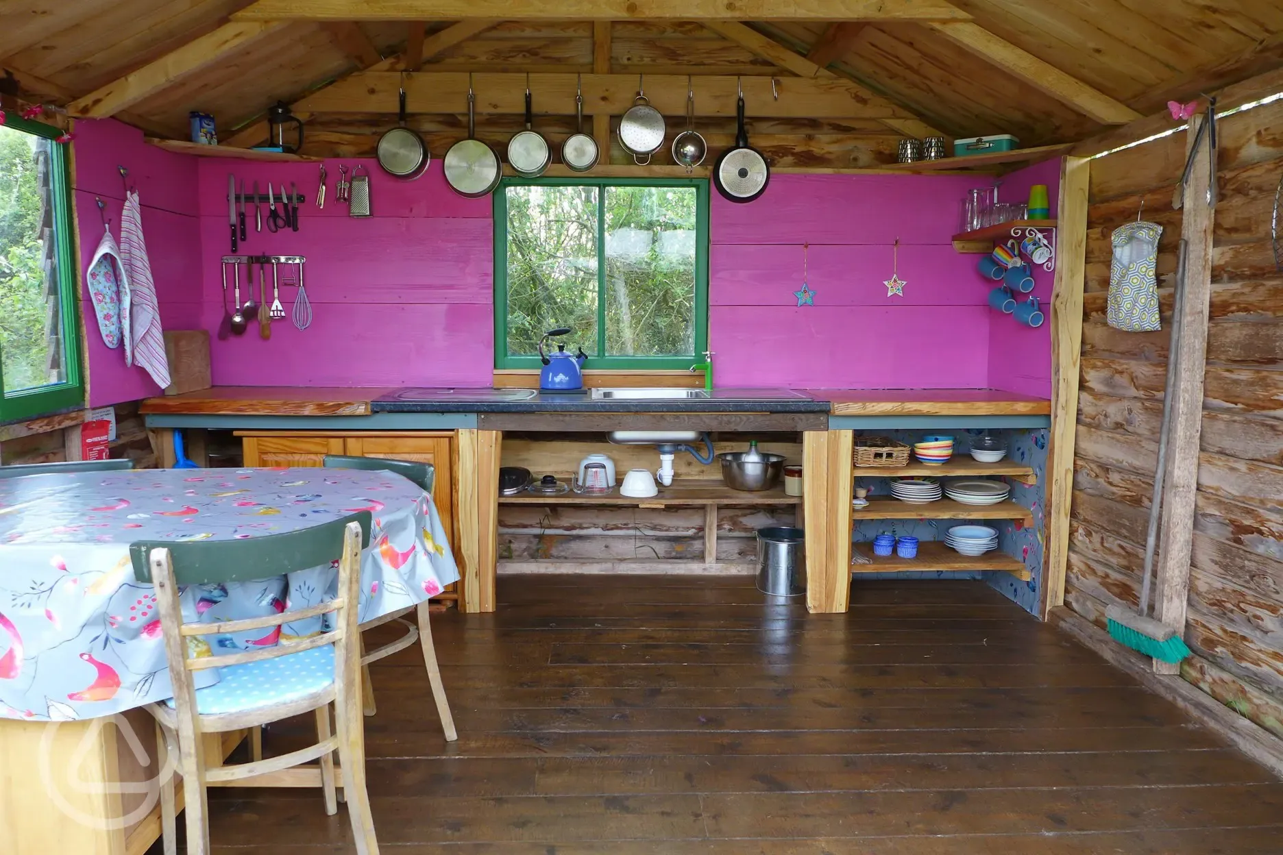 Great Orchard cabin kitchen hut