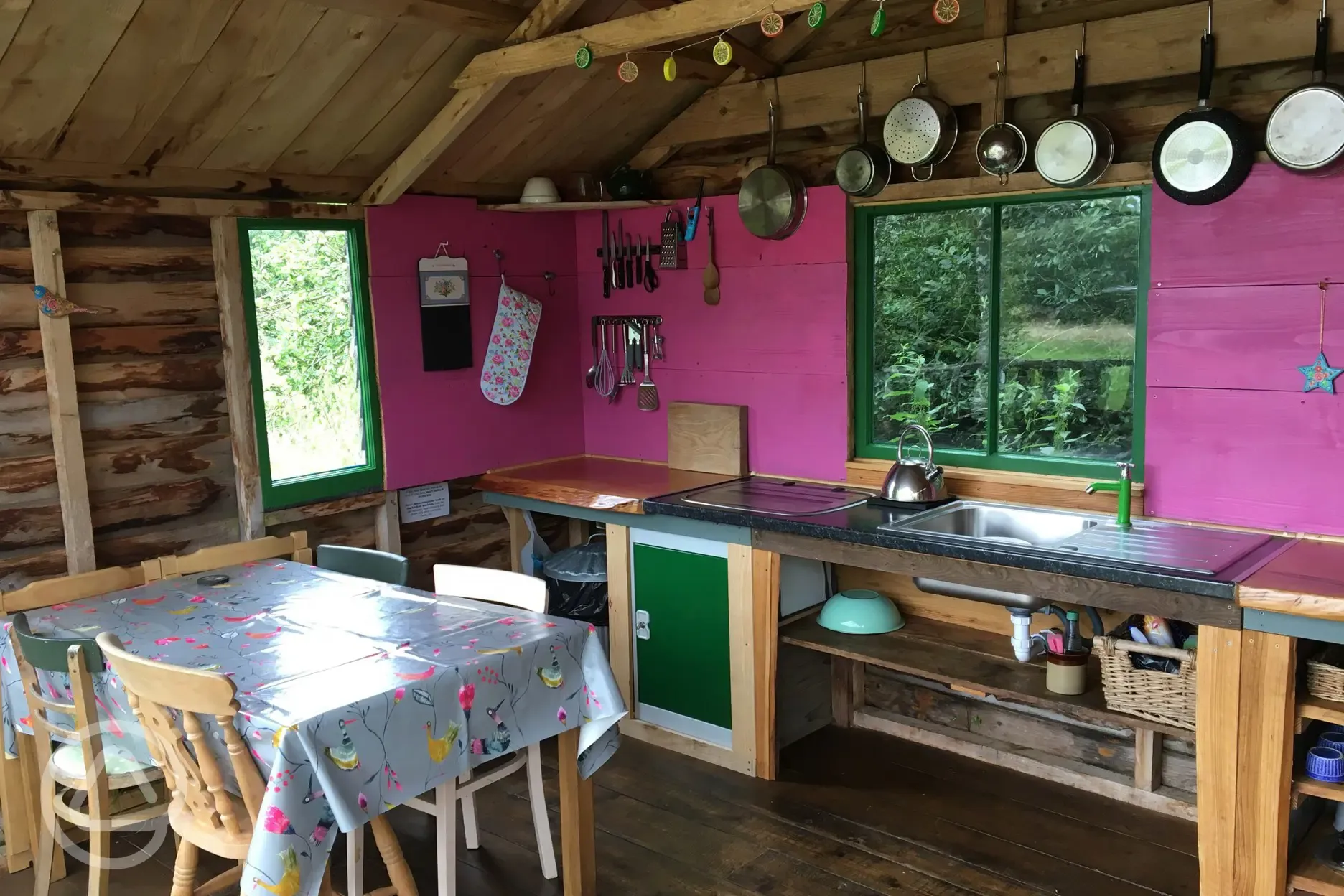 Great Orchard cabin kitchen hut