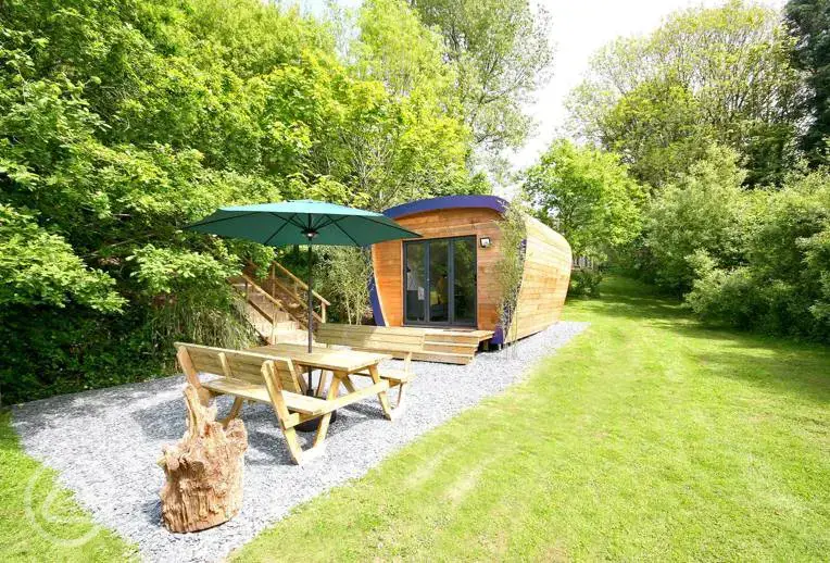 Sunridge EcoPod with hot tub