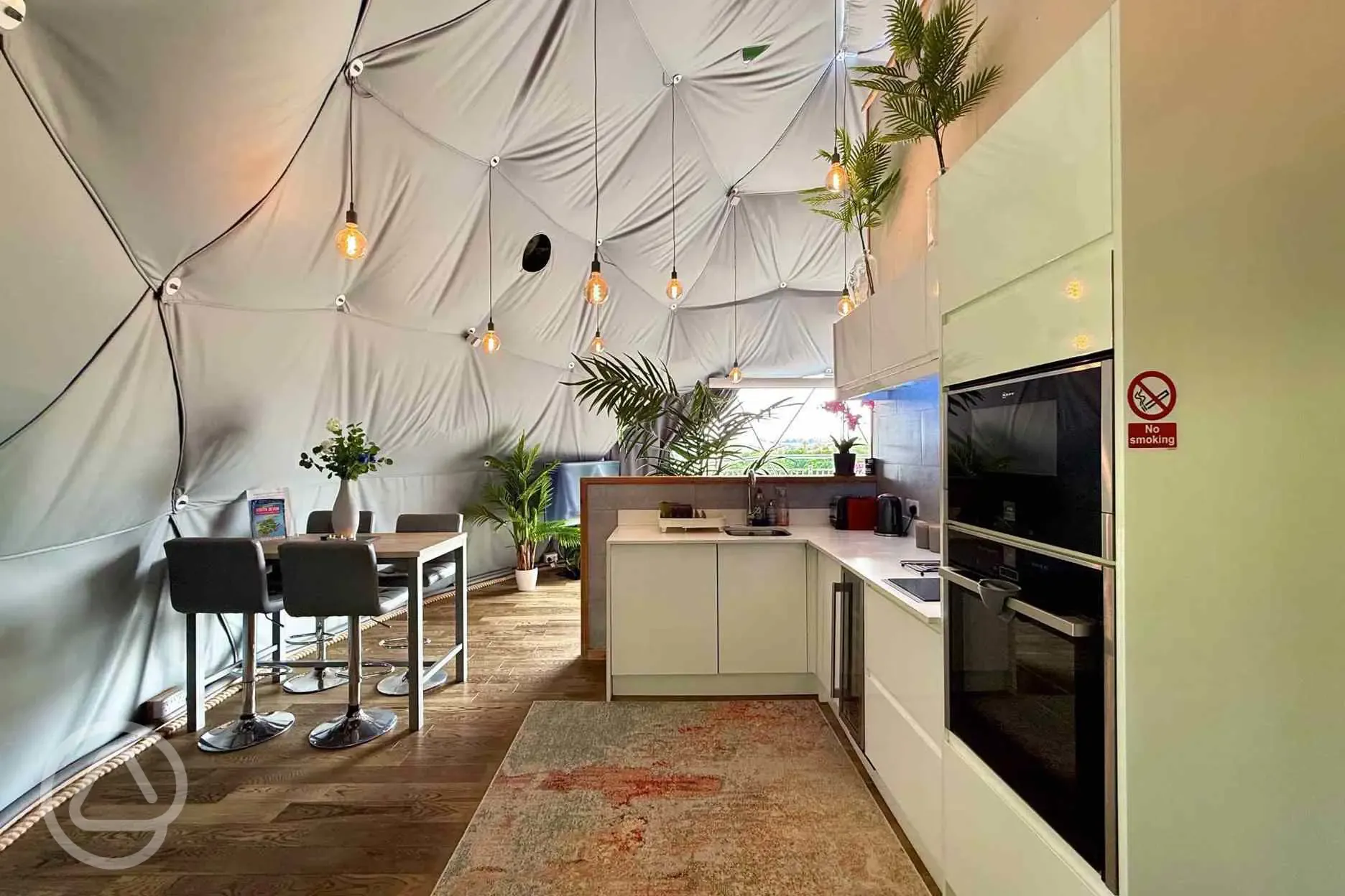 Sunridge Geodome with hot tub kitchen area