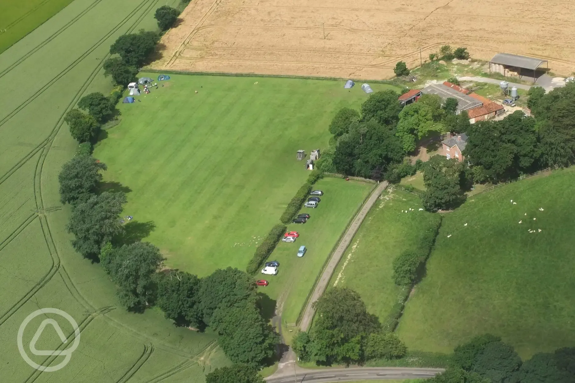 Aerial view of The Old Vicarage Campsite