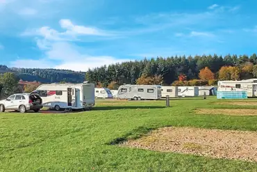 Electric hardstanding pitches with 16 amp electric at Bracelands Campsite