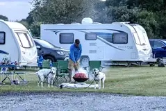 Caravans on the electric grass pitches Caravans on the electric grass pitches